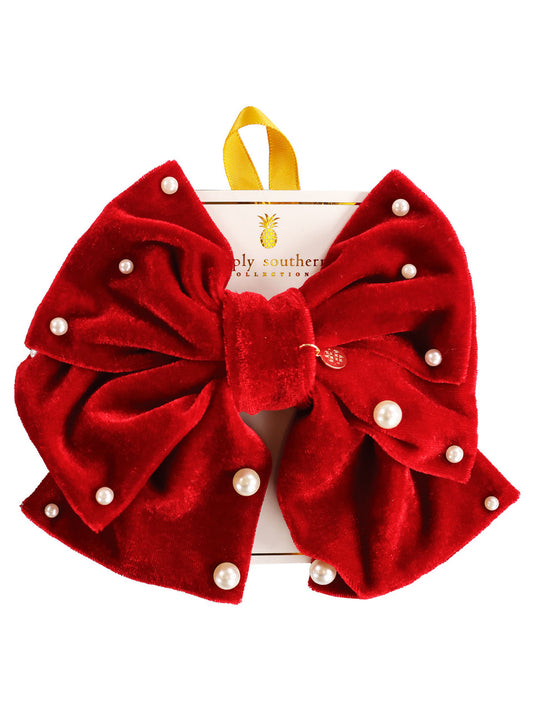 FINAL SALE - Simply Southern - Pearl Bow - Red
