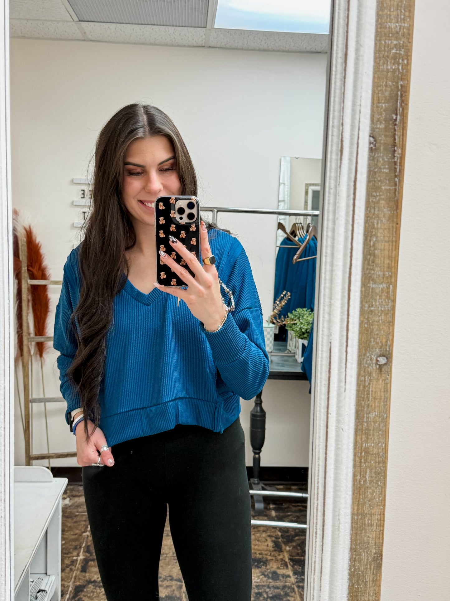 Simply Southern - Corded Knit Sweater - Dark Blue