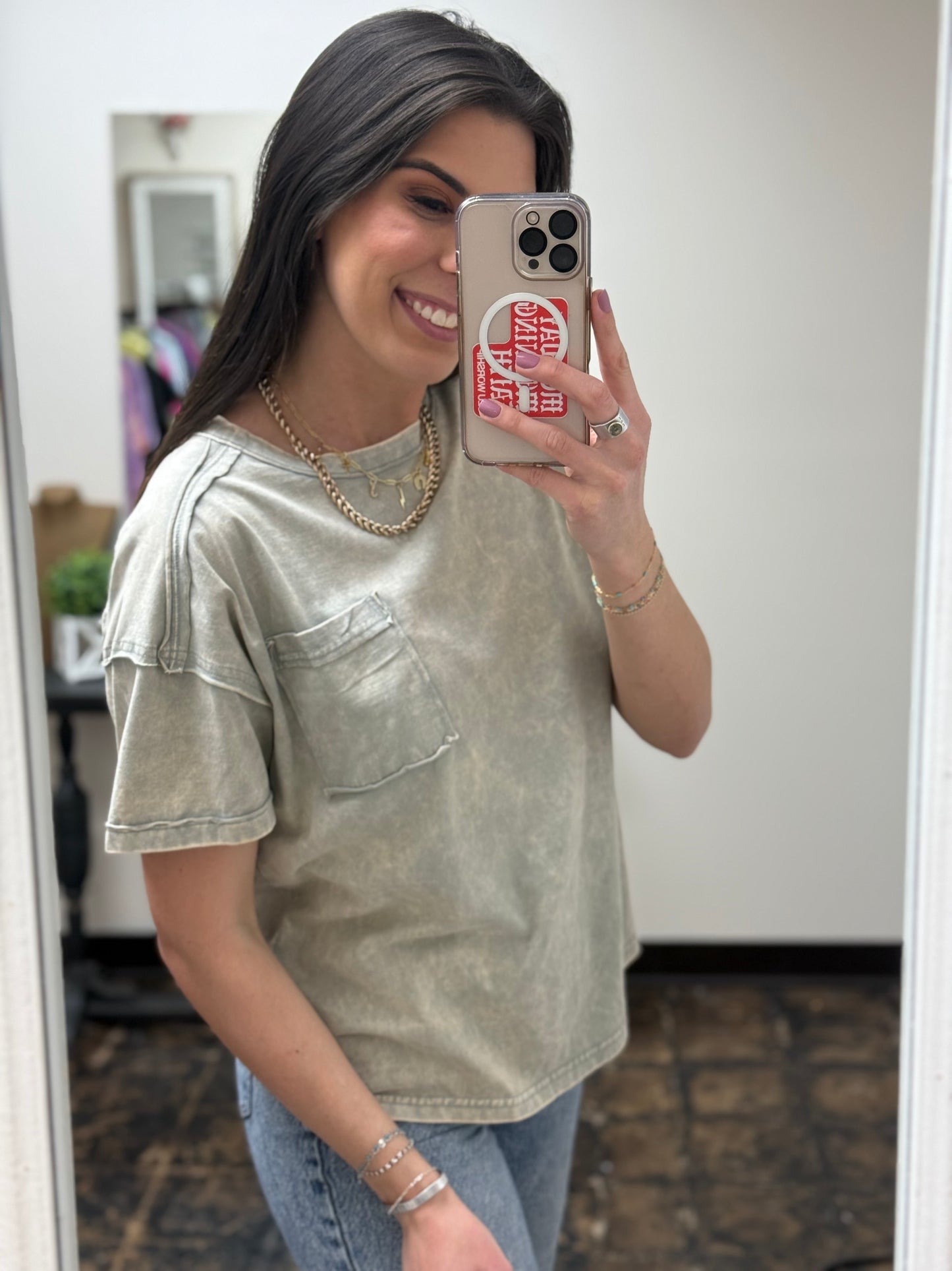 The Molly Acid Wash Tee - Sleet