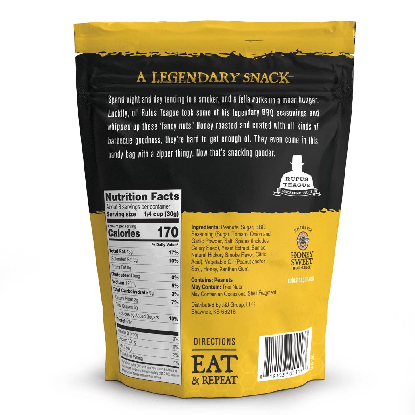 Rufus Teague - BBQ Honey Roasted Peanuts - 9oz