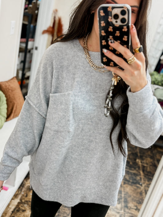 The Tangee Melange Sweater - Heather Grey