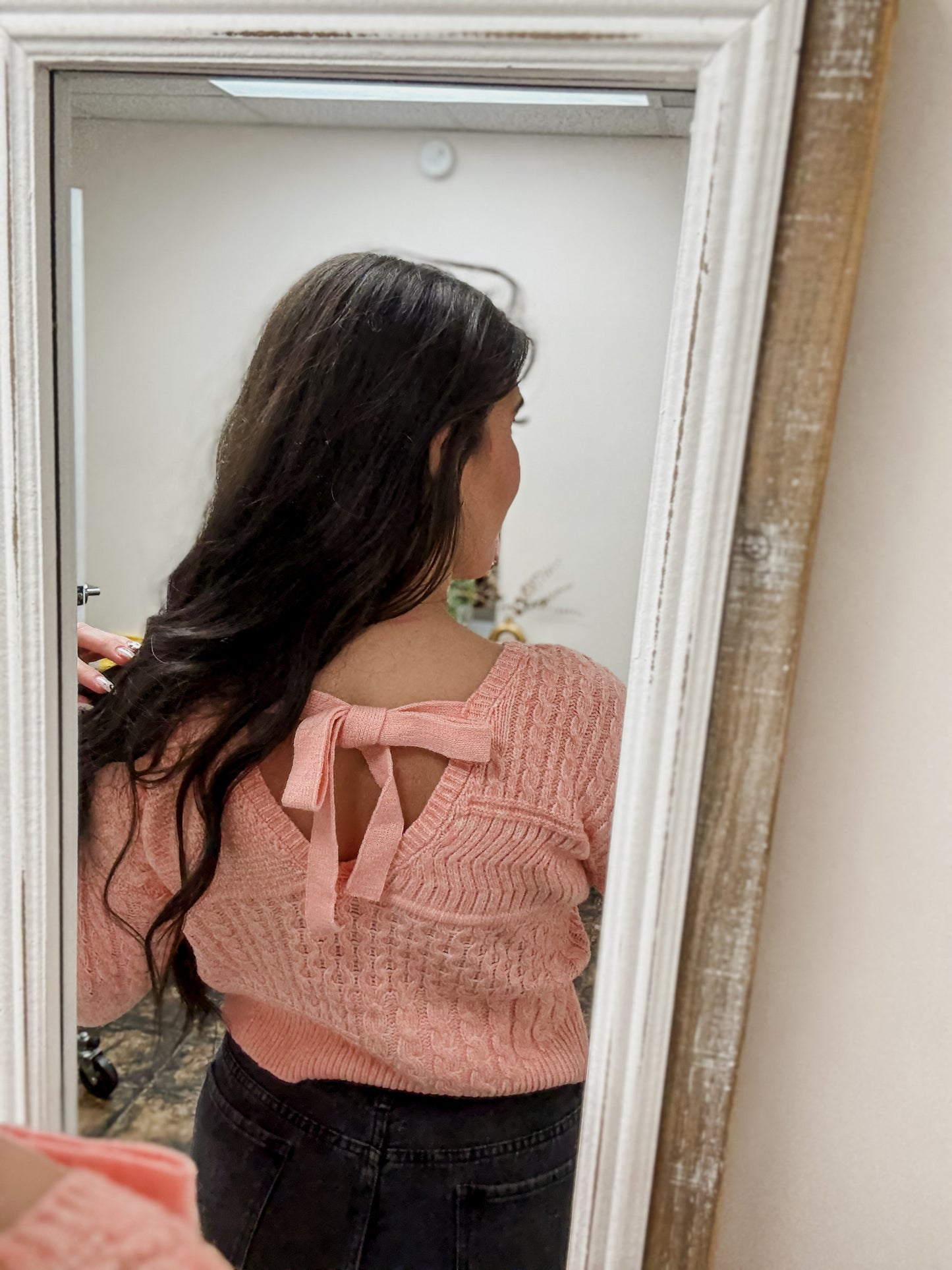 Simply Southern - Open Back Bow Sweater - Pink