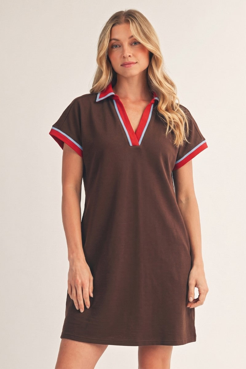 The Brightyn Contrast Casual Dress - Brown Mix