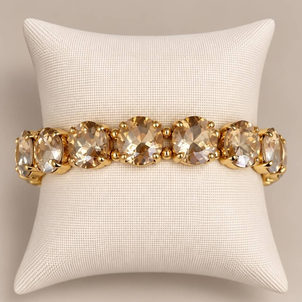 Gemmies Stretch Bracelet - Oval Stones - Champagne