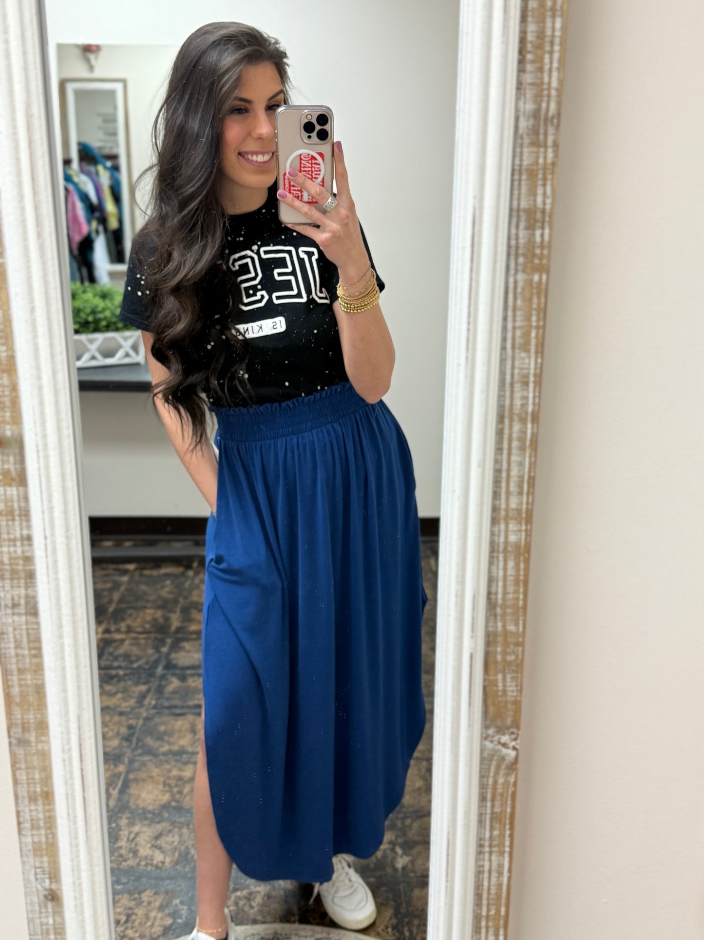 The Amara Maxi Skirt - Light Navy - CURVY