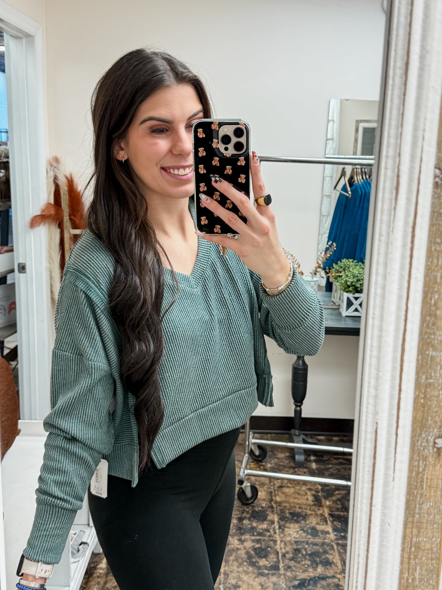 Simply Southern - Corded Knit Sweater - Jade