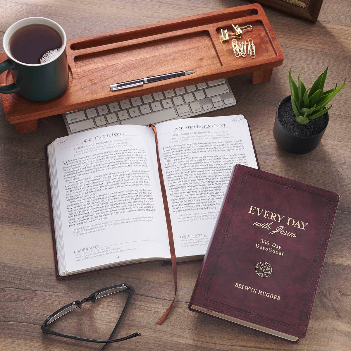 Every Day with Jesus: 366-Day Burgundy Faux Leather Devotional