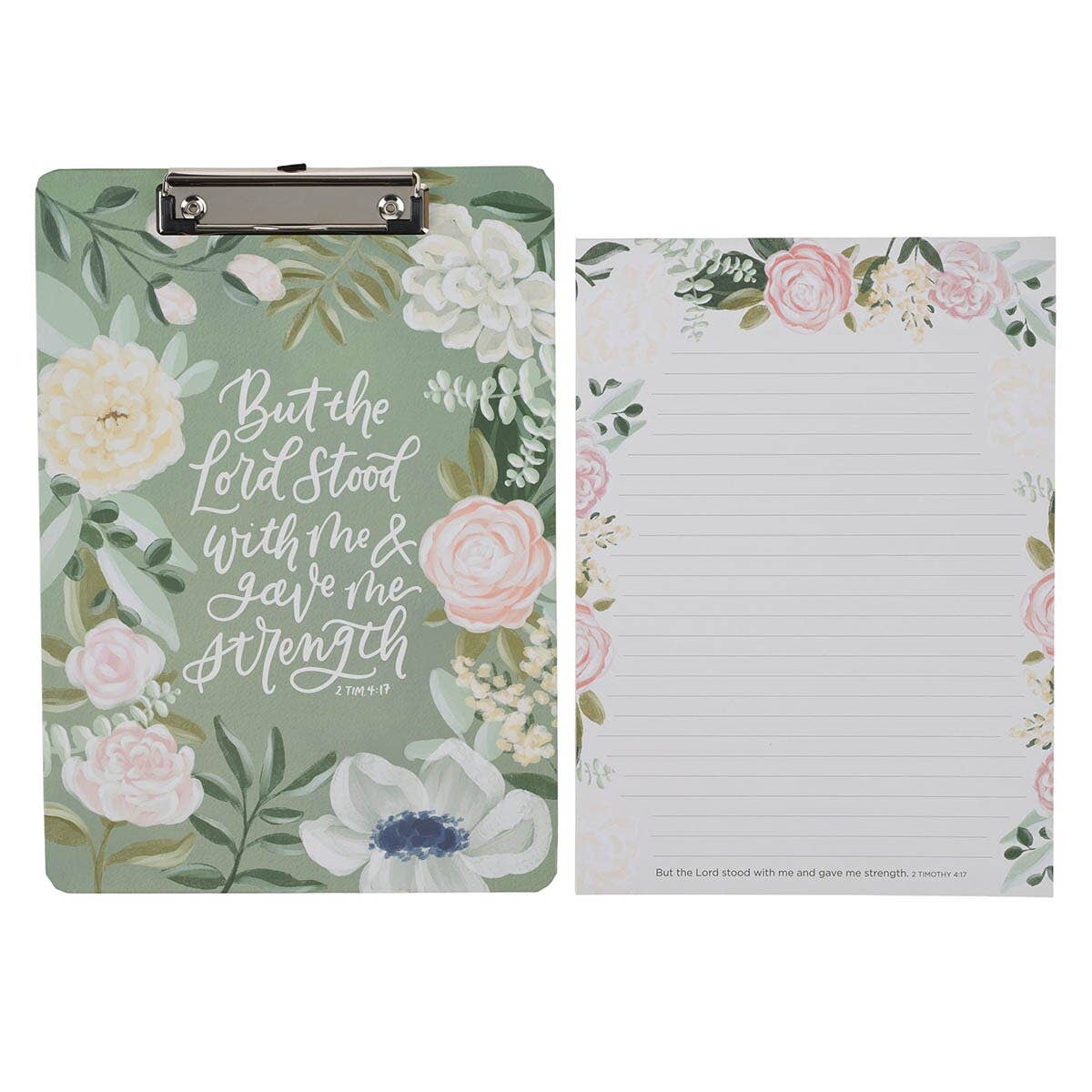 Clipboard W/Pad - Floral But the Lord Stood with Me 1 Timothy 4:17