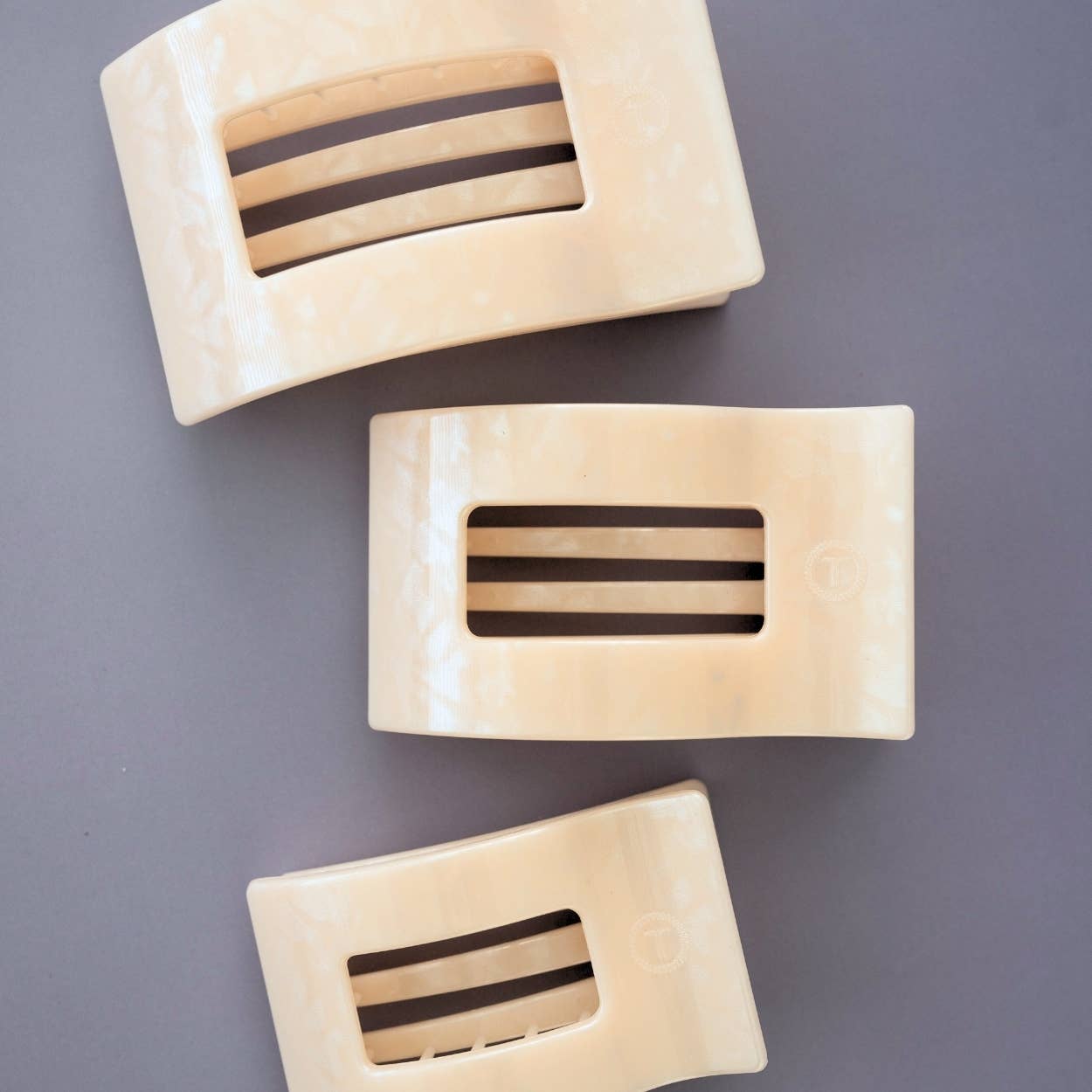 TELETIES - Small Flat Rectangle Hair Clip - Soft Surf
