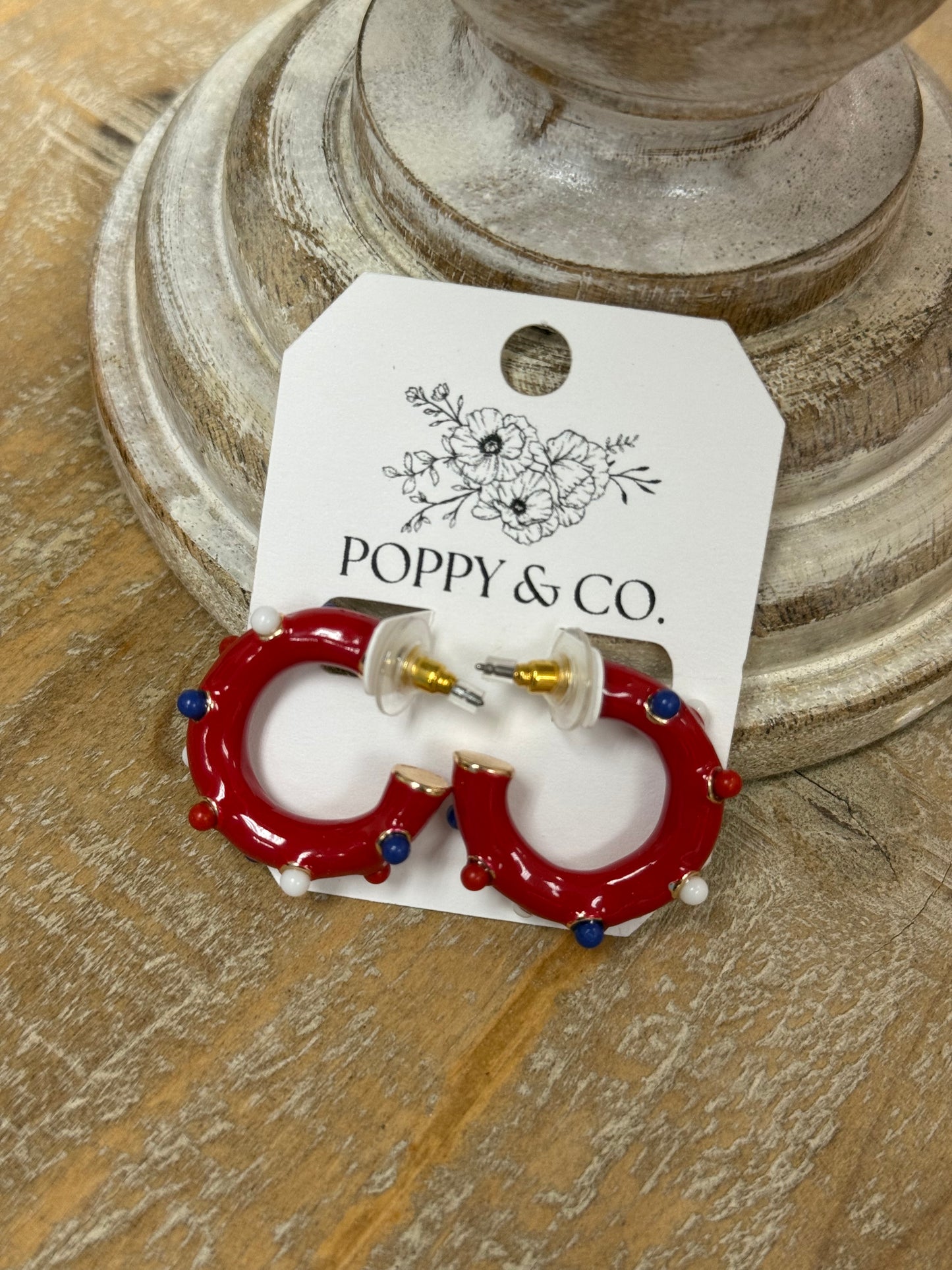 The Americana Small Hoops - Red