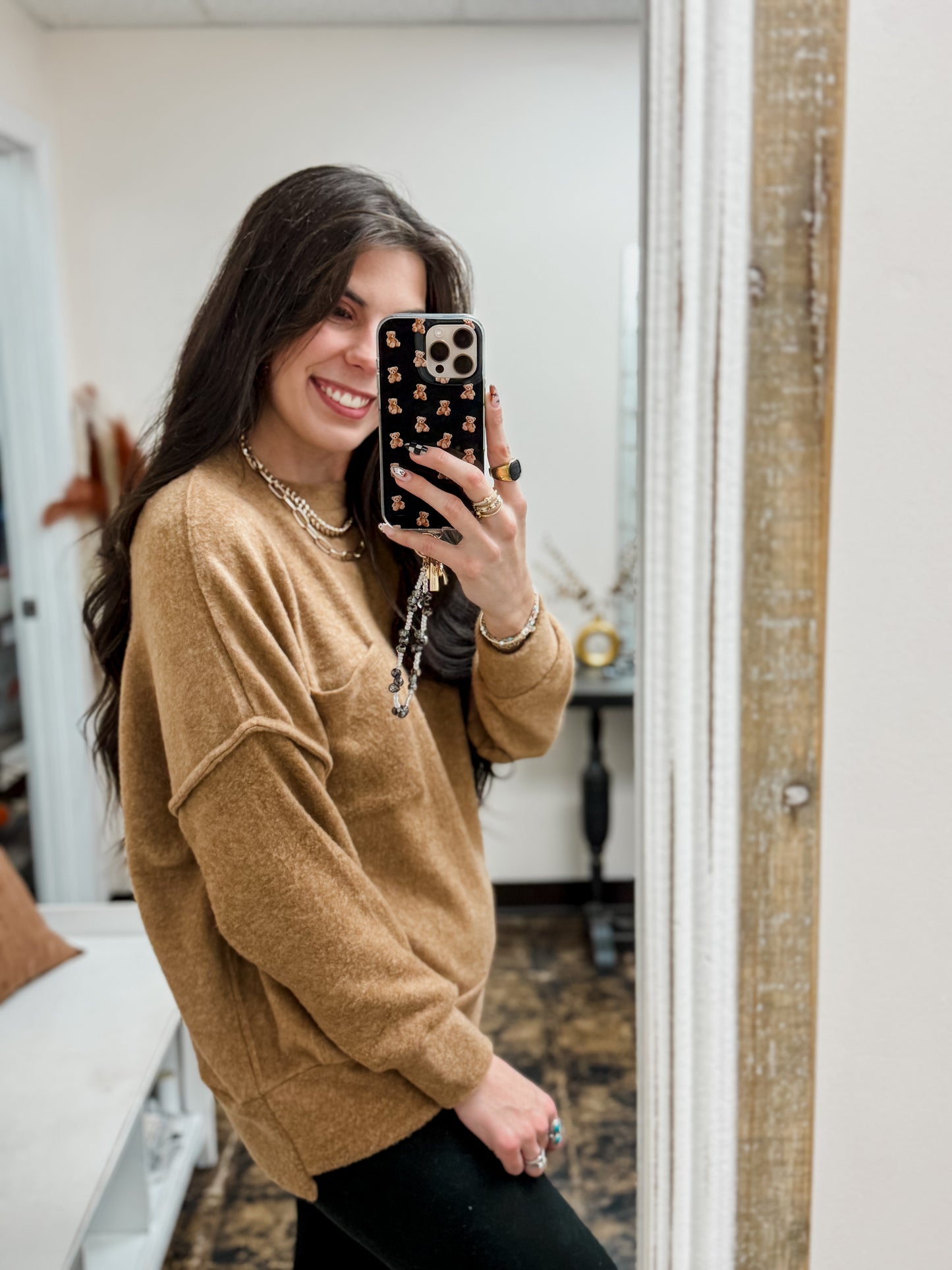 The Tangee Melange Sweater - Deep Camel