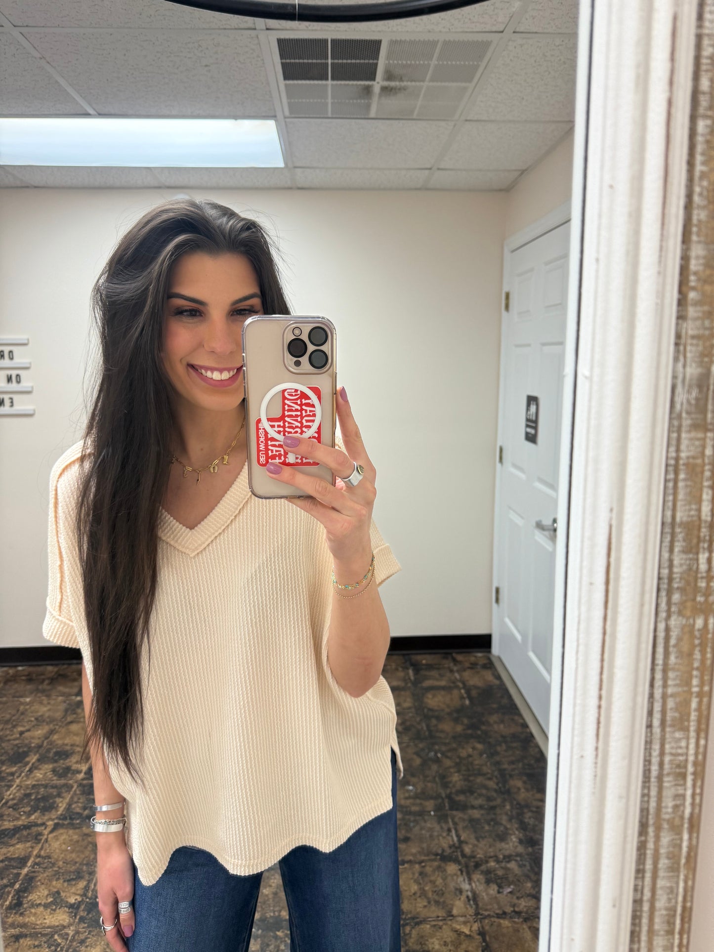 The Roxie Corded Top - Cream Beige