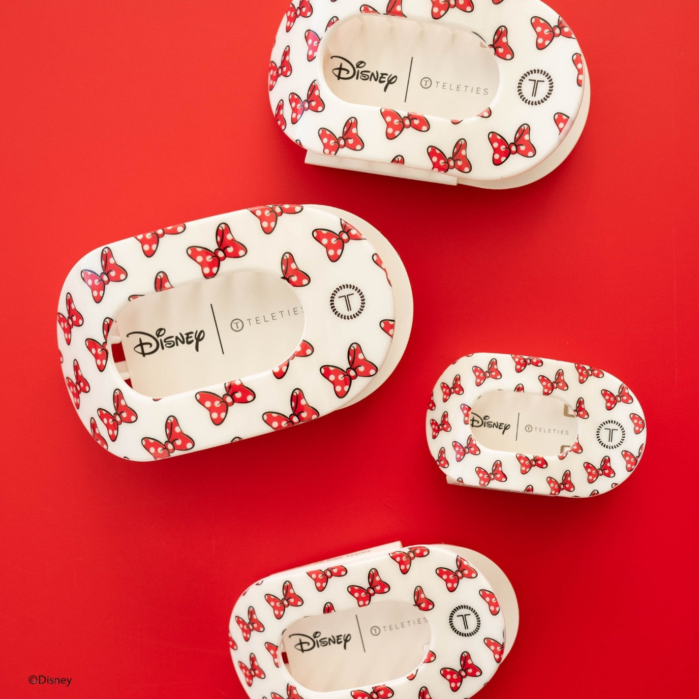 TELETIES - Large Flat Round Hair Clip - Minnie Mouse Loves Her Bows!