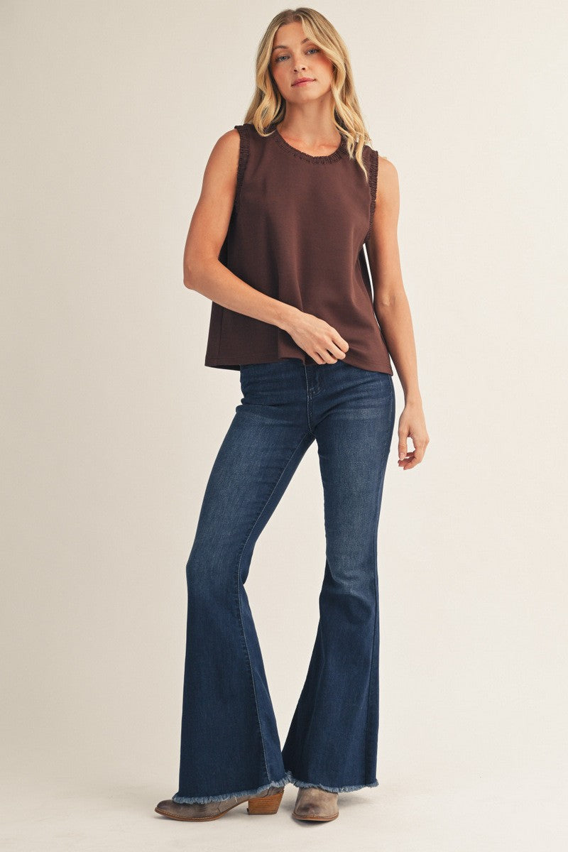 The Maren Smocked Tank Top - Brown