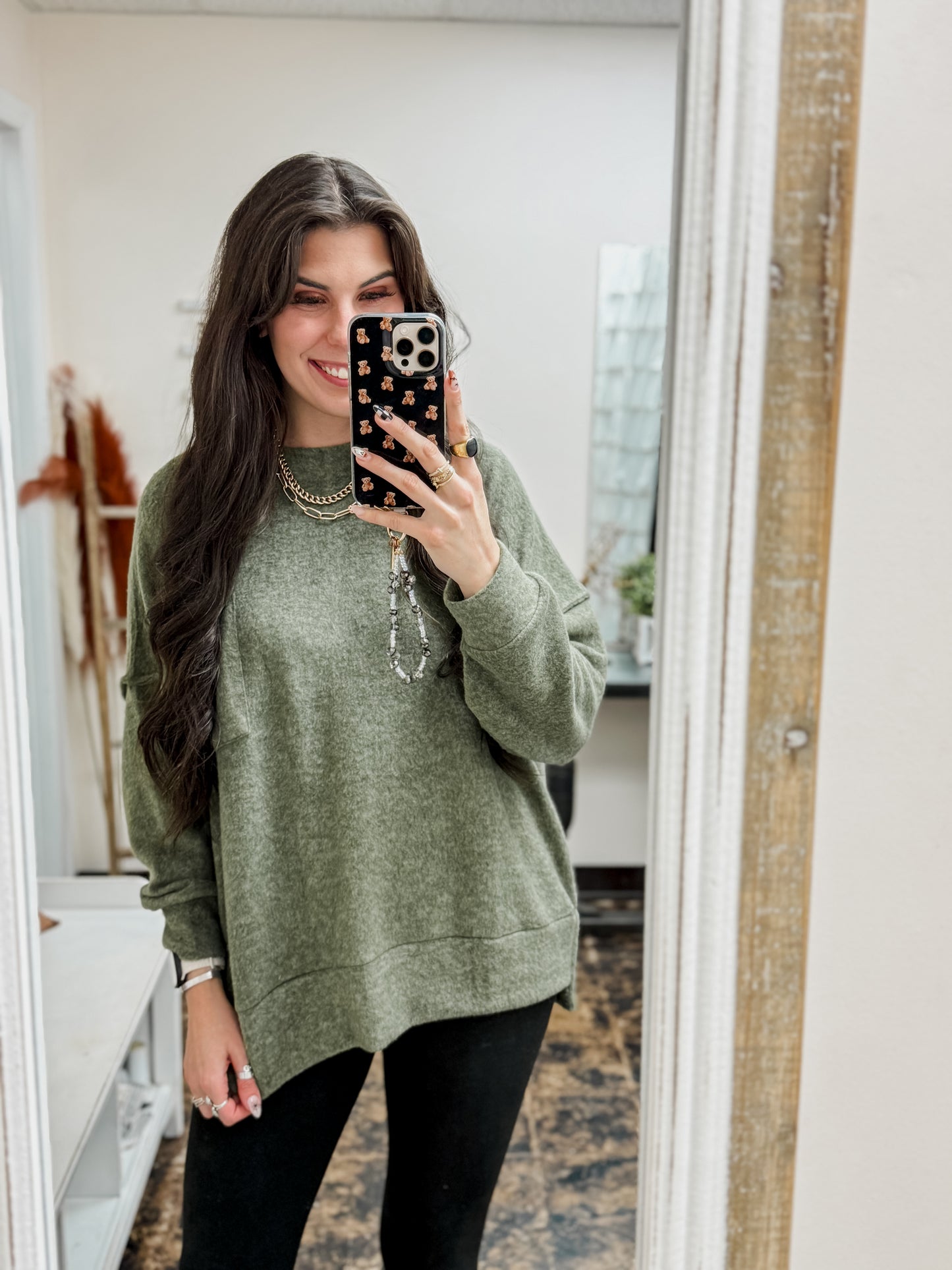 The Tangee Melange Sweater - Dark Olive