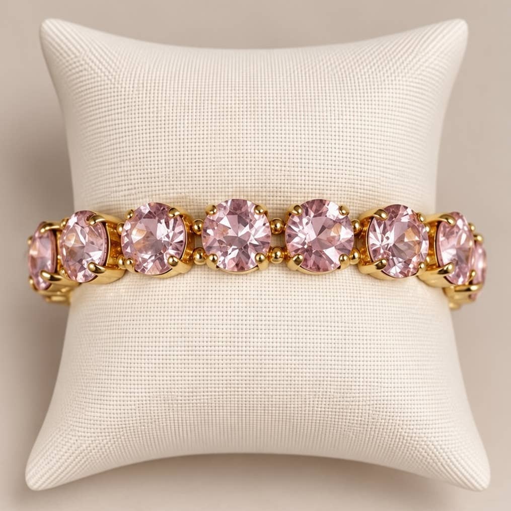 Gemmies Stretch Bracelet - Round Stones - Light Pink