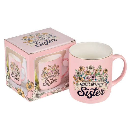 World's Greatest Sister Pink Daisies Coffee Mug