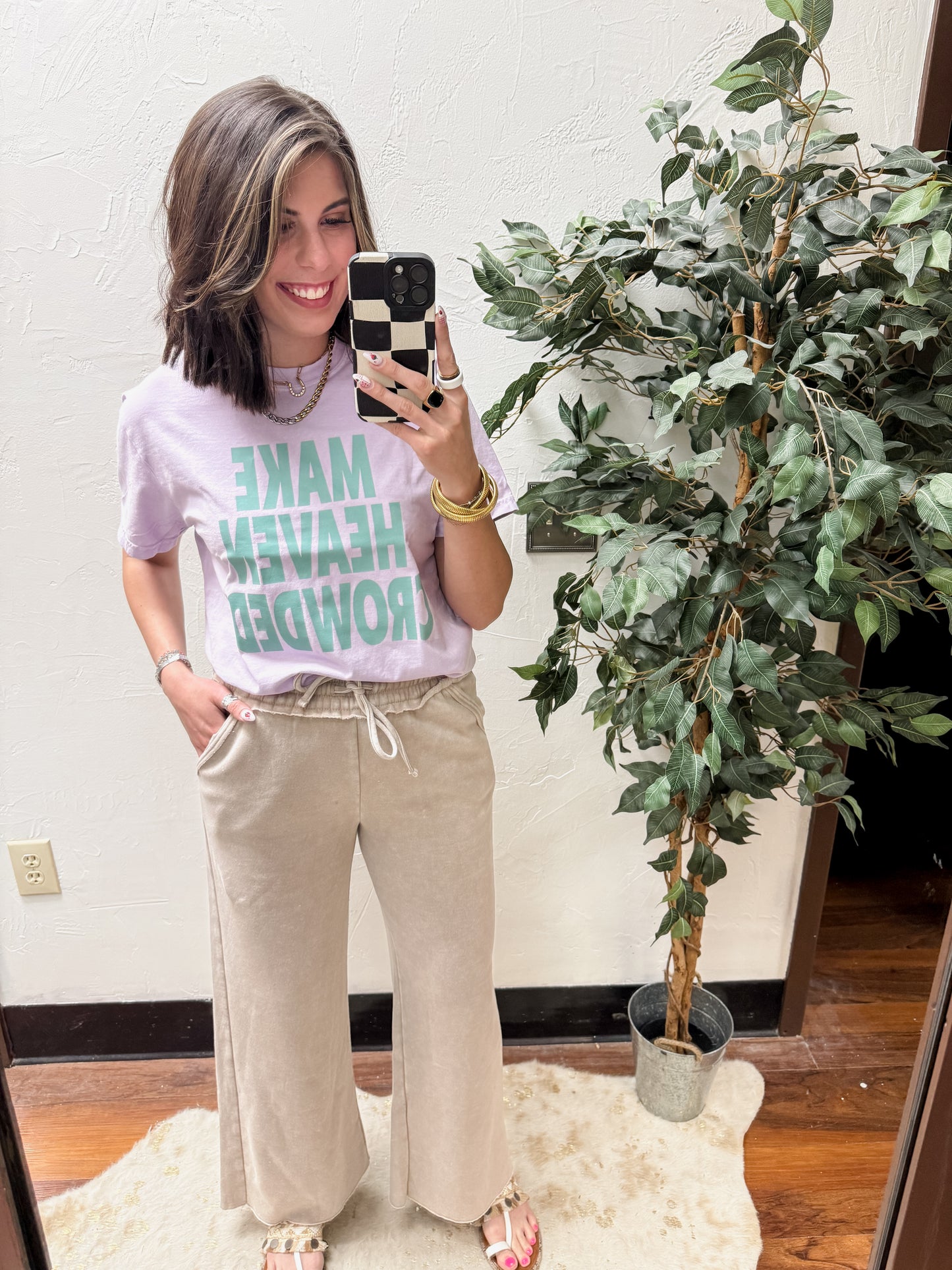 CURVY - The Cambree Palazzo Sweatpants - Ash Mocha