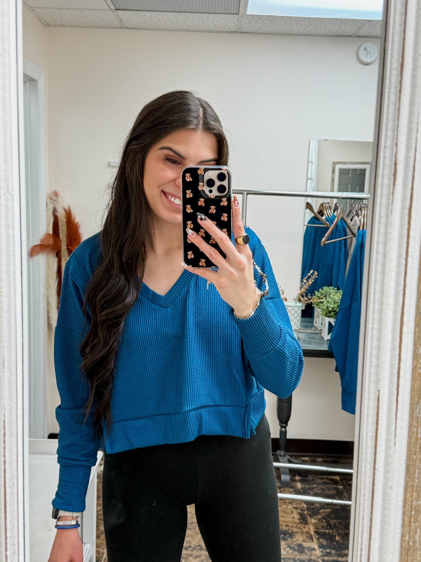 Simply Southern - Corded Knit Sweater - Dark Blue