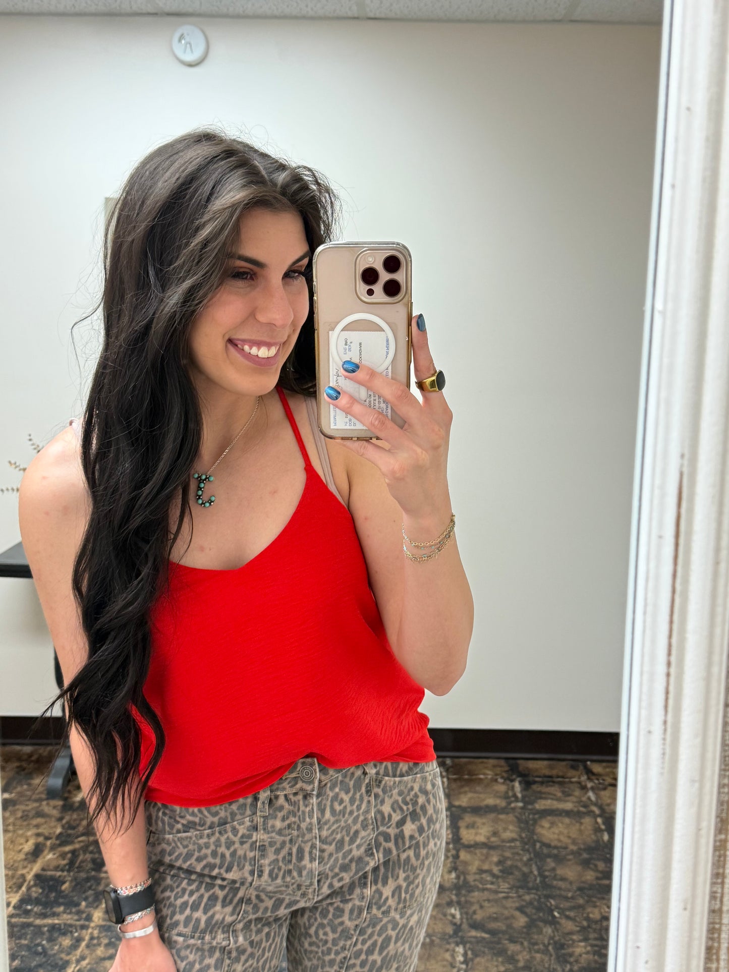 FINAL SALE - The Parker V-Neck Cami - Tomato