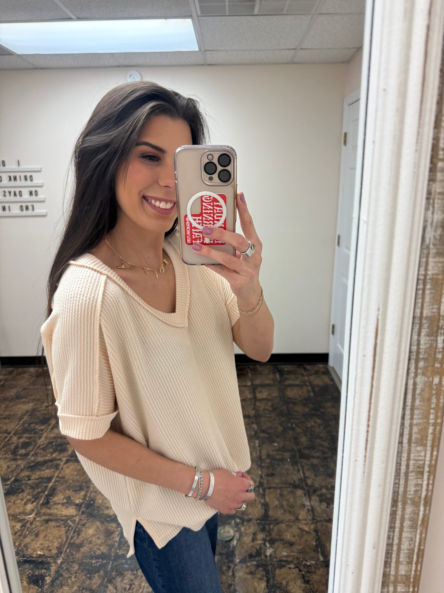 The Roxie Corded Top - Cream Beige