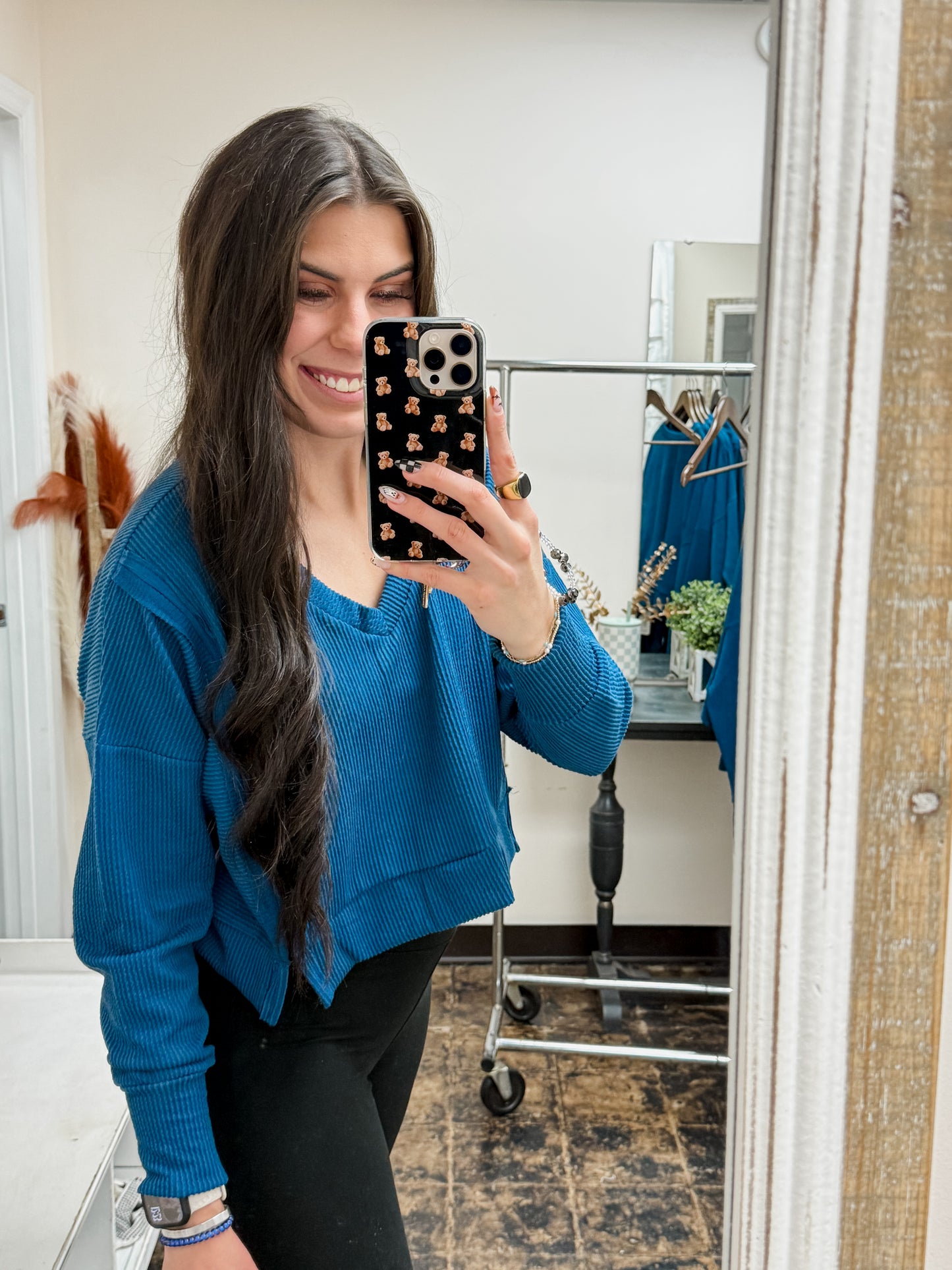 Simply Southern - Corded Knit Sweater - Dark Blue