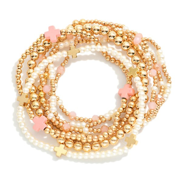 The Ellen Bracelet Stack - Baby Pink