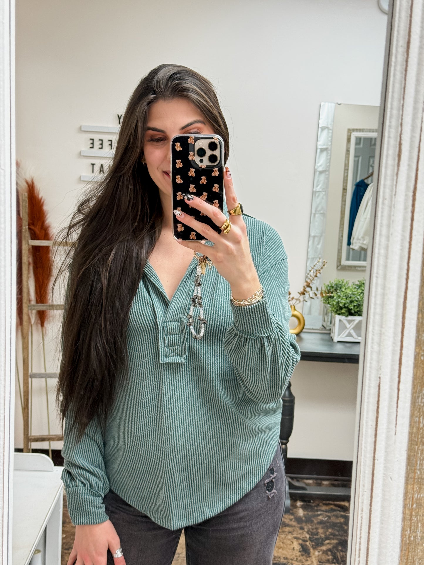 Simply Southern - Collared Knit Top - Jade - 2025