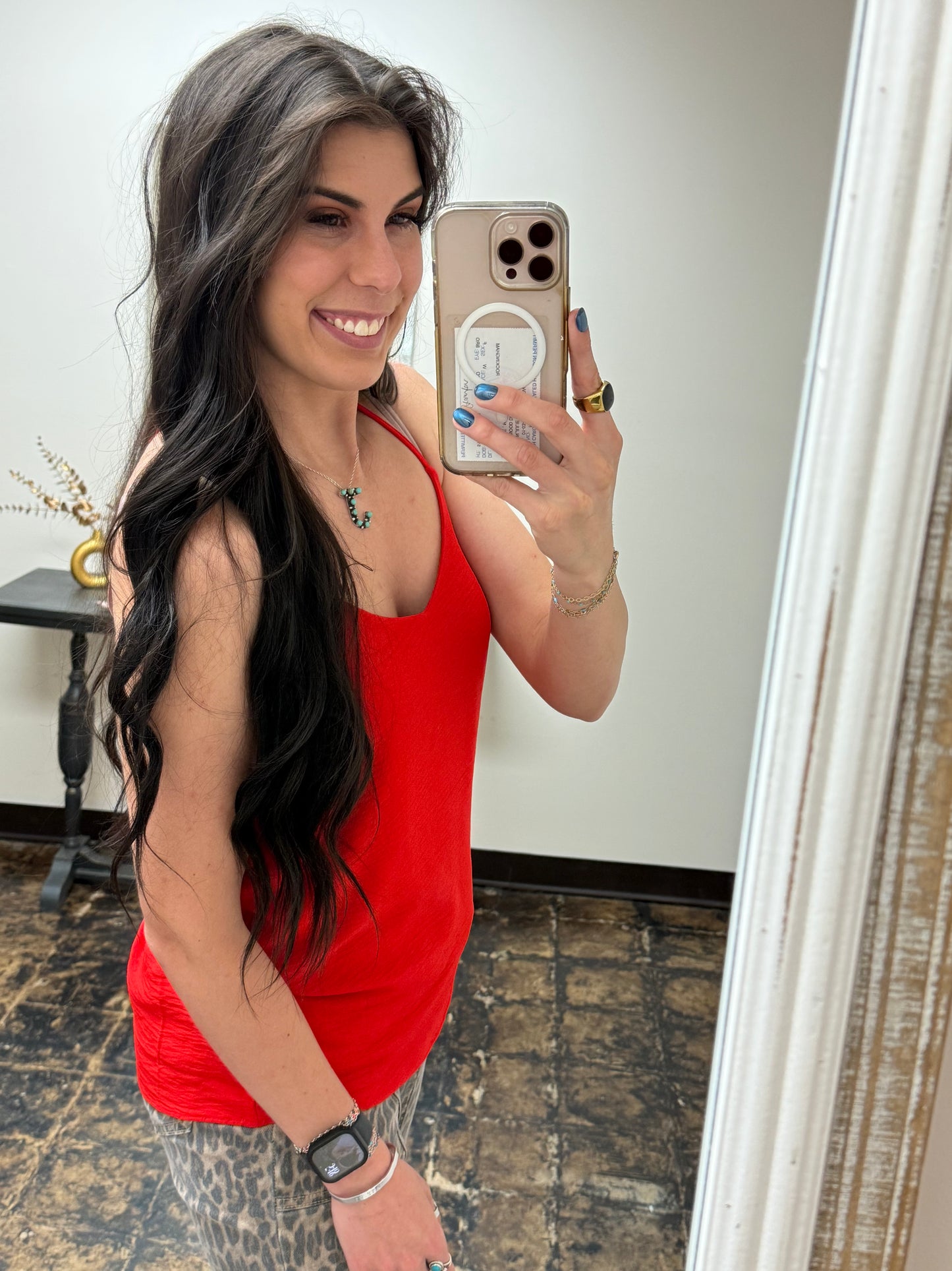 FINAL SALE - The Parker V-Neck Cami - Tomato