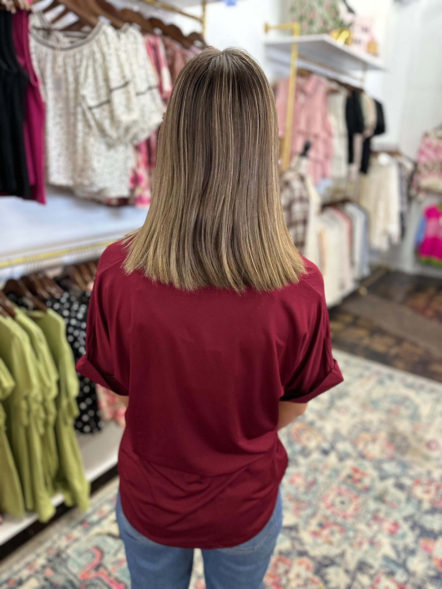 FINAL SALE - The Cara Collared Top - Maroon