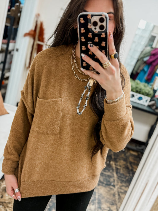 The Tangee Melange Sweater - Deep Camel