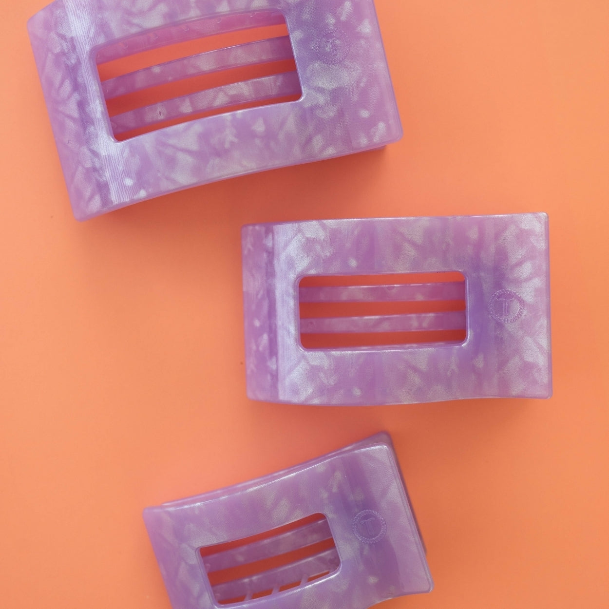 TELETIES - Large Flat Rectangle Hair Clip - Lavender Mist