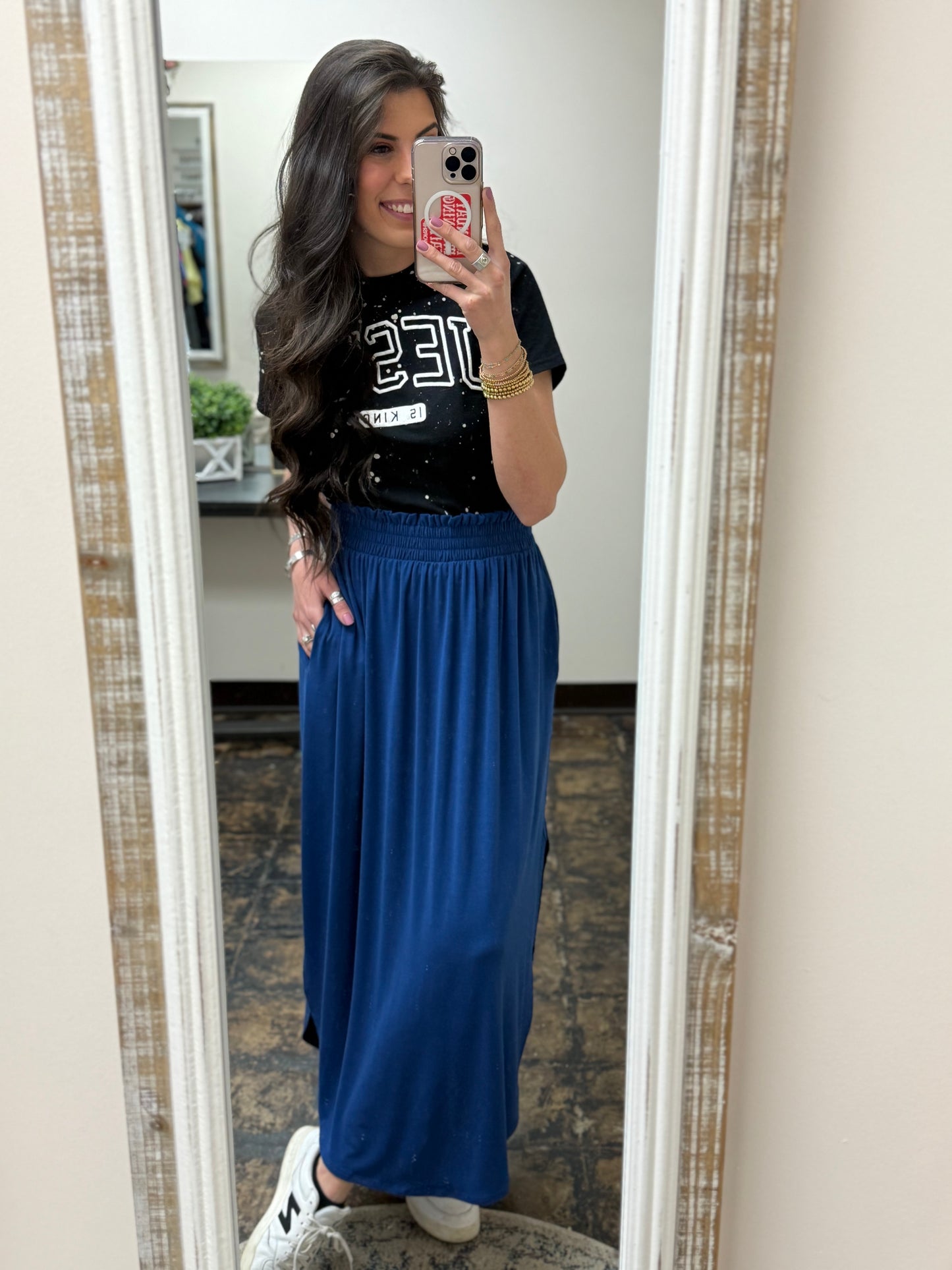 The Amara Maxi Skirt - Light Navy - CURVY