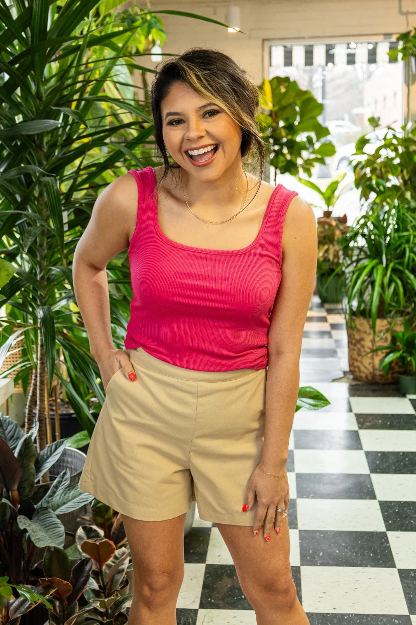 FINAL SALE - The Bella Ribbed Tank Top - Pink
