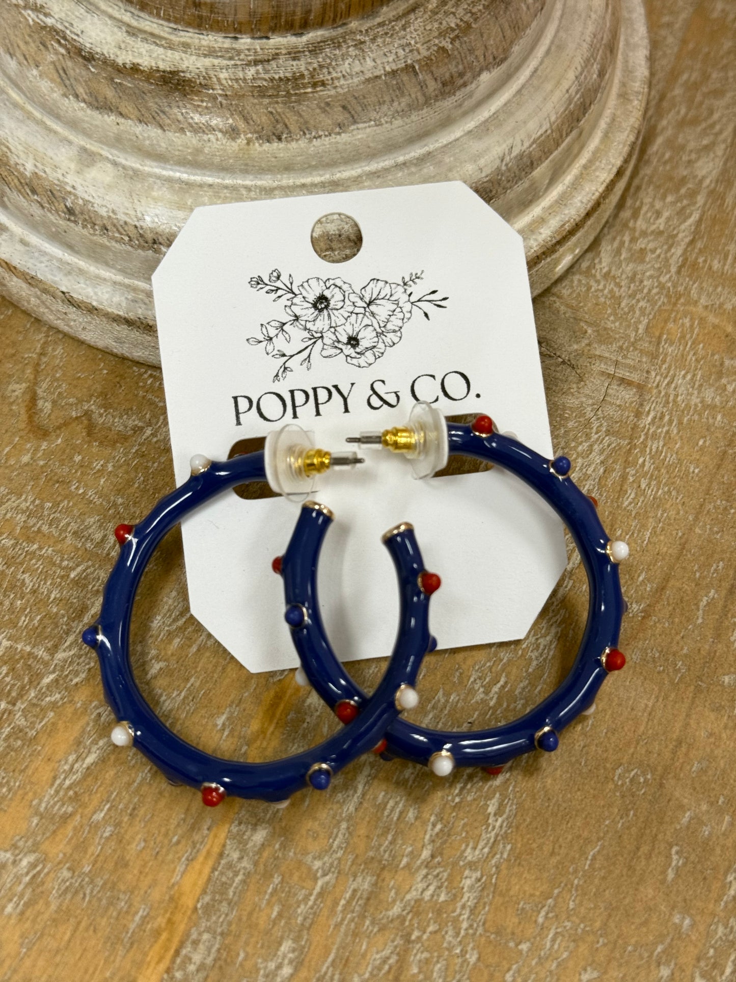 The Americana Large Hoops - Blue