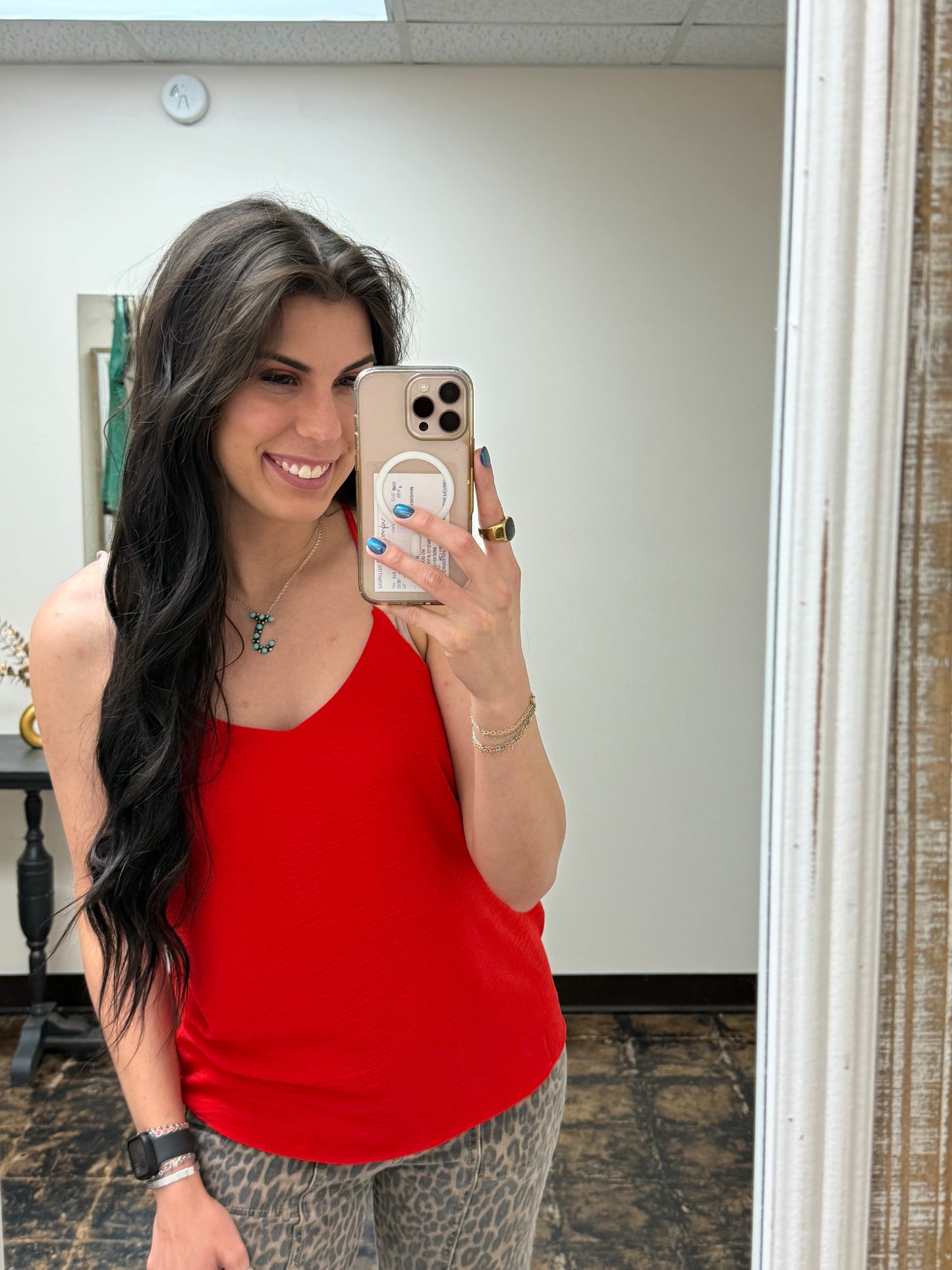 FINAL SALE - The Parker V-Neck Cami - Tomato