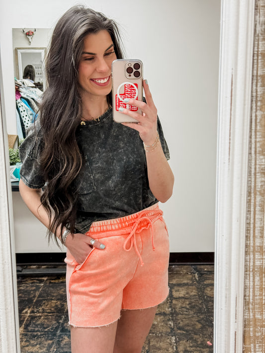 FINAL SALE - The Hayden Acid Wash Shorts - Coral