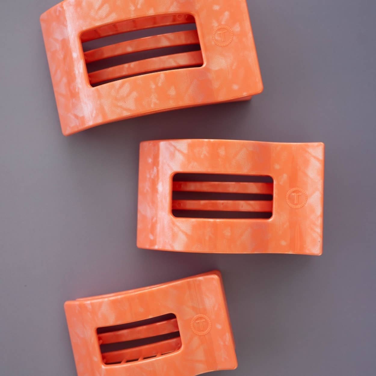 TELETIES - Small Flat Rectangle Hair Clip - Dreamsicle