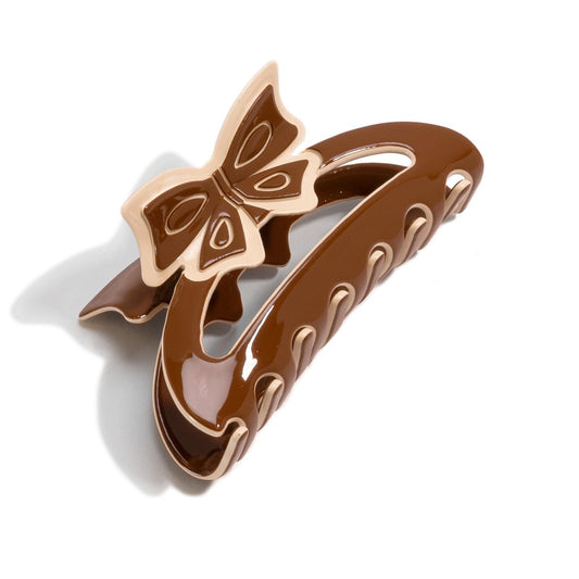 The Lisette Bow Hair Clip - Brown