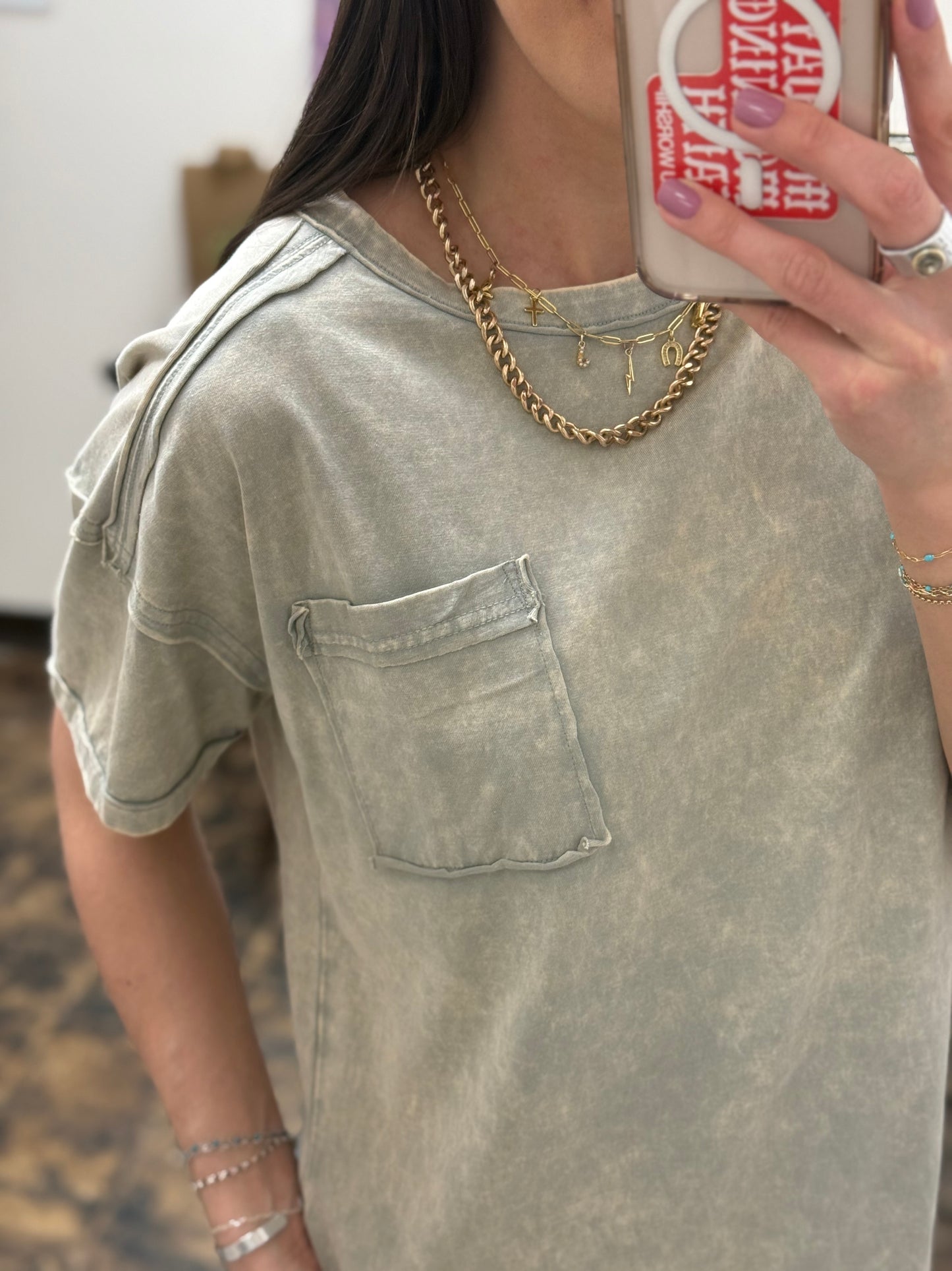 The Molly Acid Wash Tee - Sleet