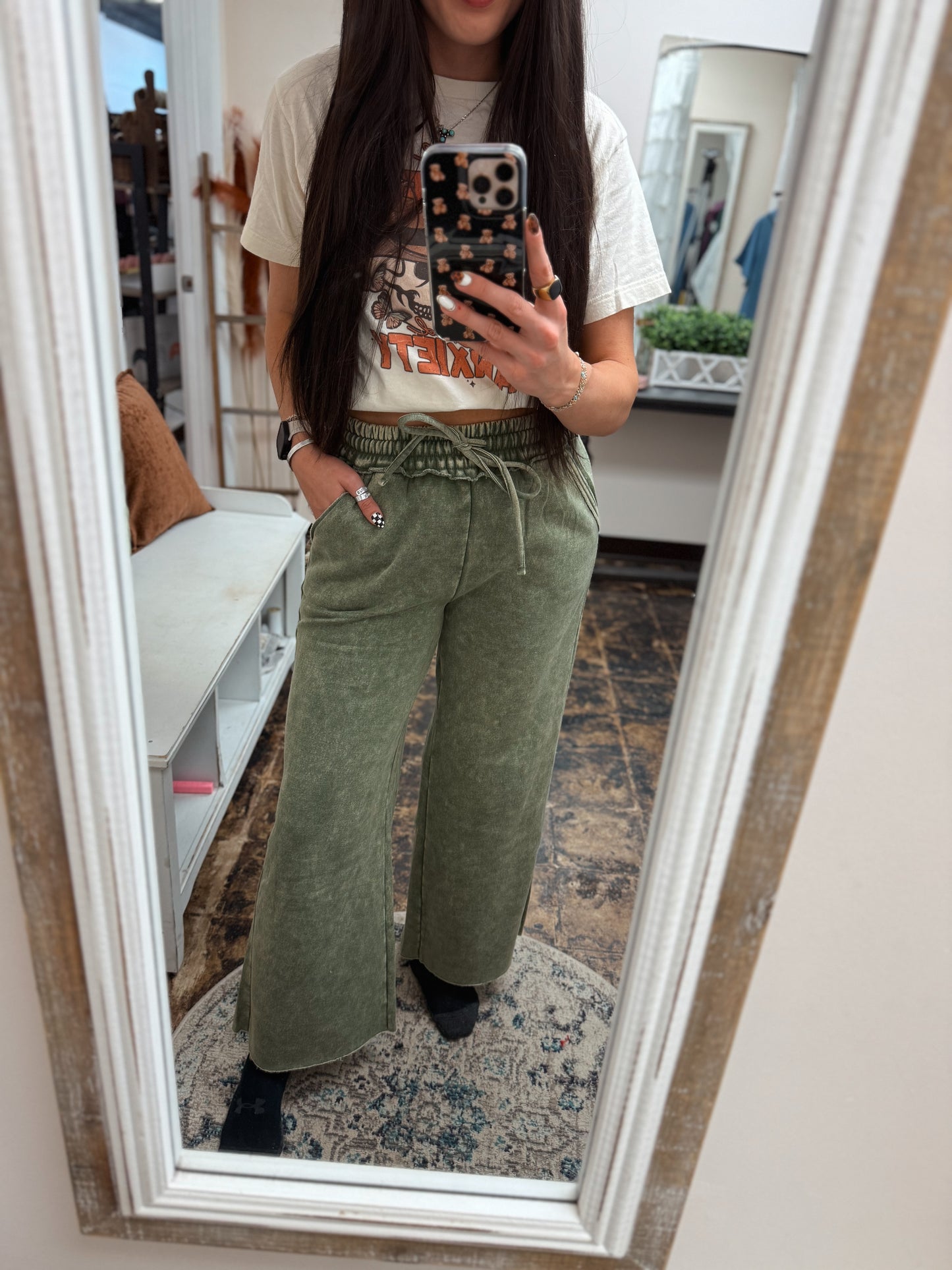 The Cambree Palazzo Sweatpants - Light Olive