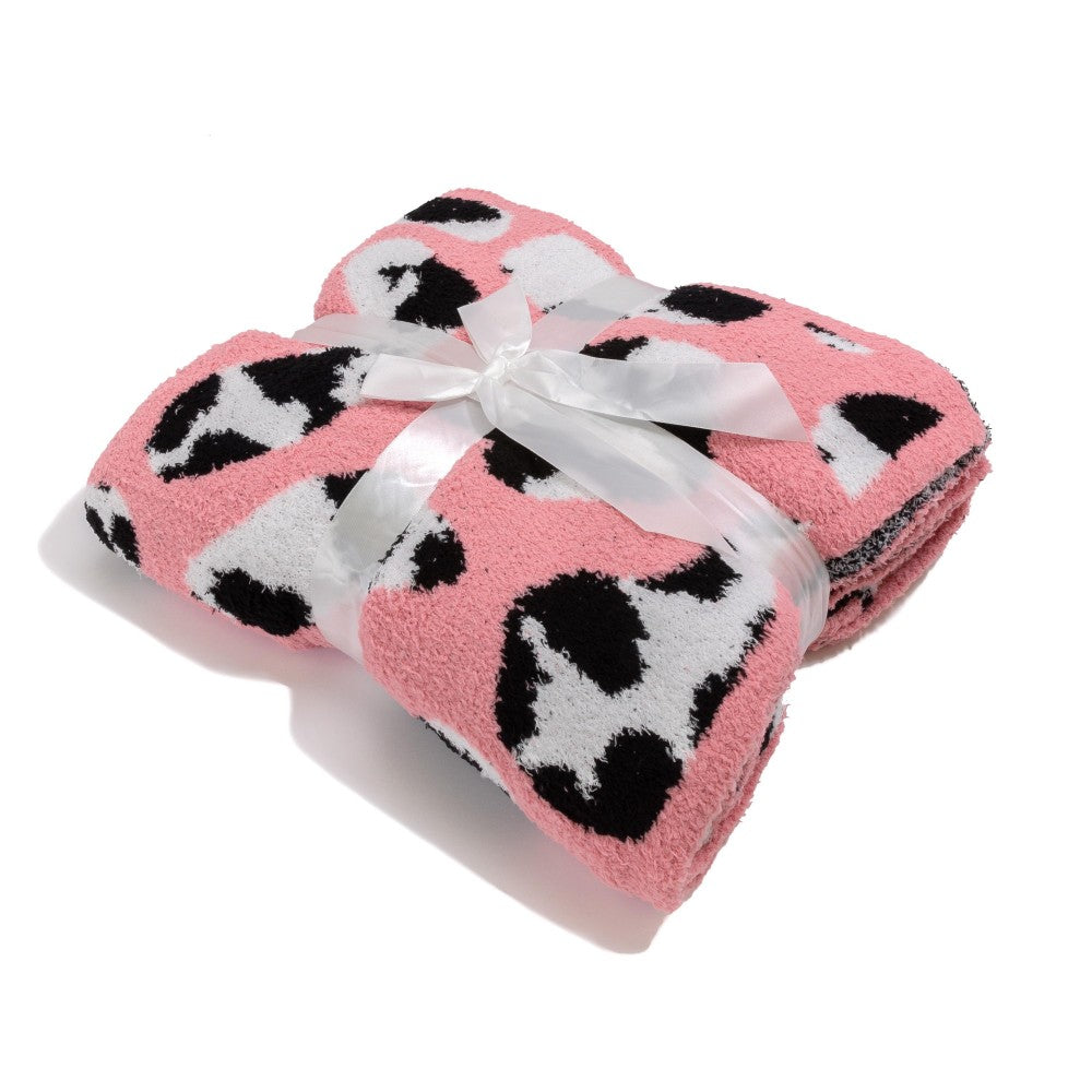 The Super Soft Brushed Poly Blanket - Pink Cow