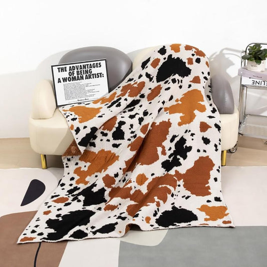 The Super Soft Brushed Poly Blanket - Black/Brown Cow