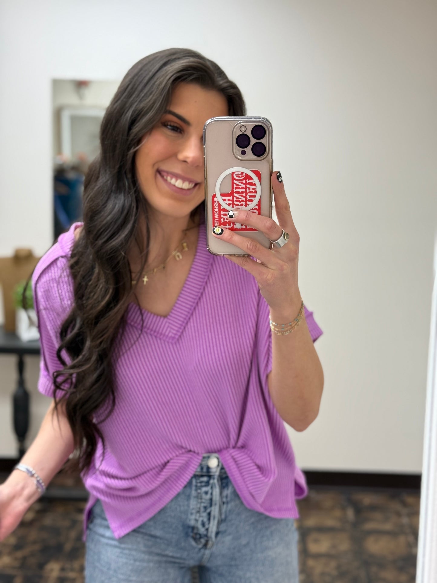 The Roxie Corded Top - Spring Violet