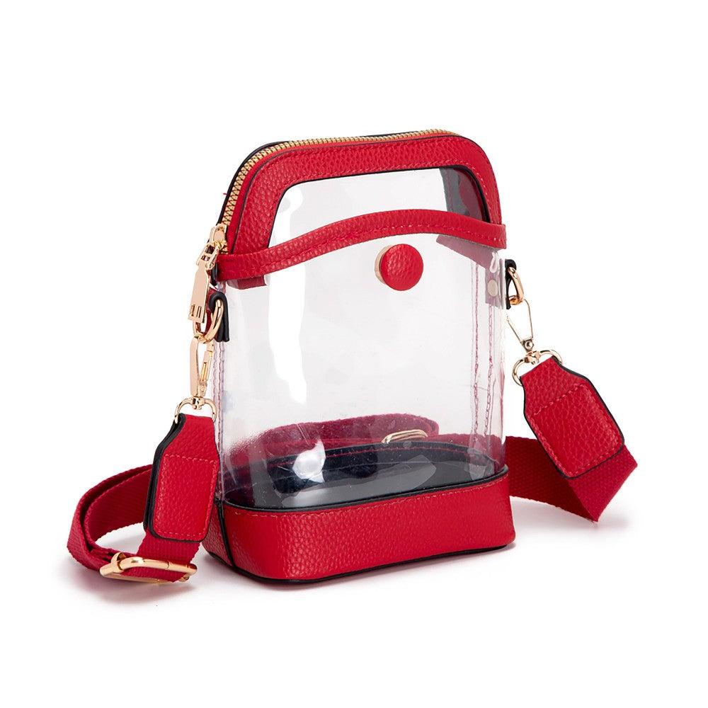The Mara Clear Crossbody Bag - Red