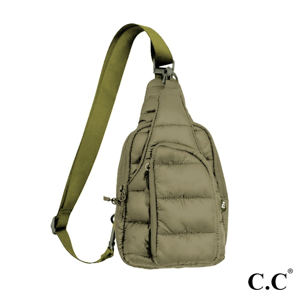 The Mindy C.C. Puff Sling Bag - Olive