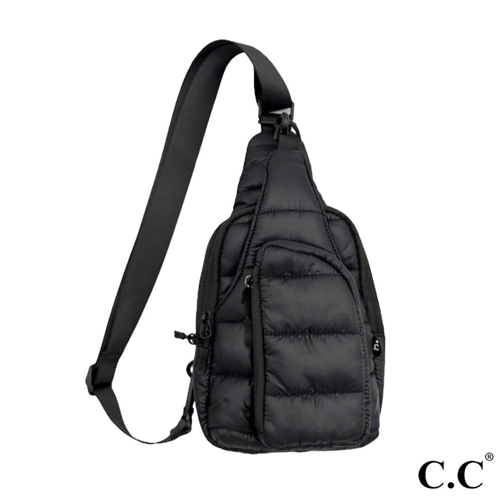 The Mindy C.C. Puff Sling Bag - Black