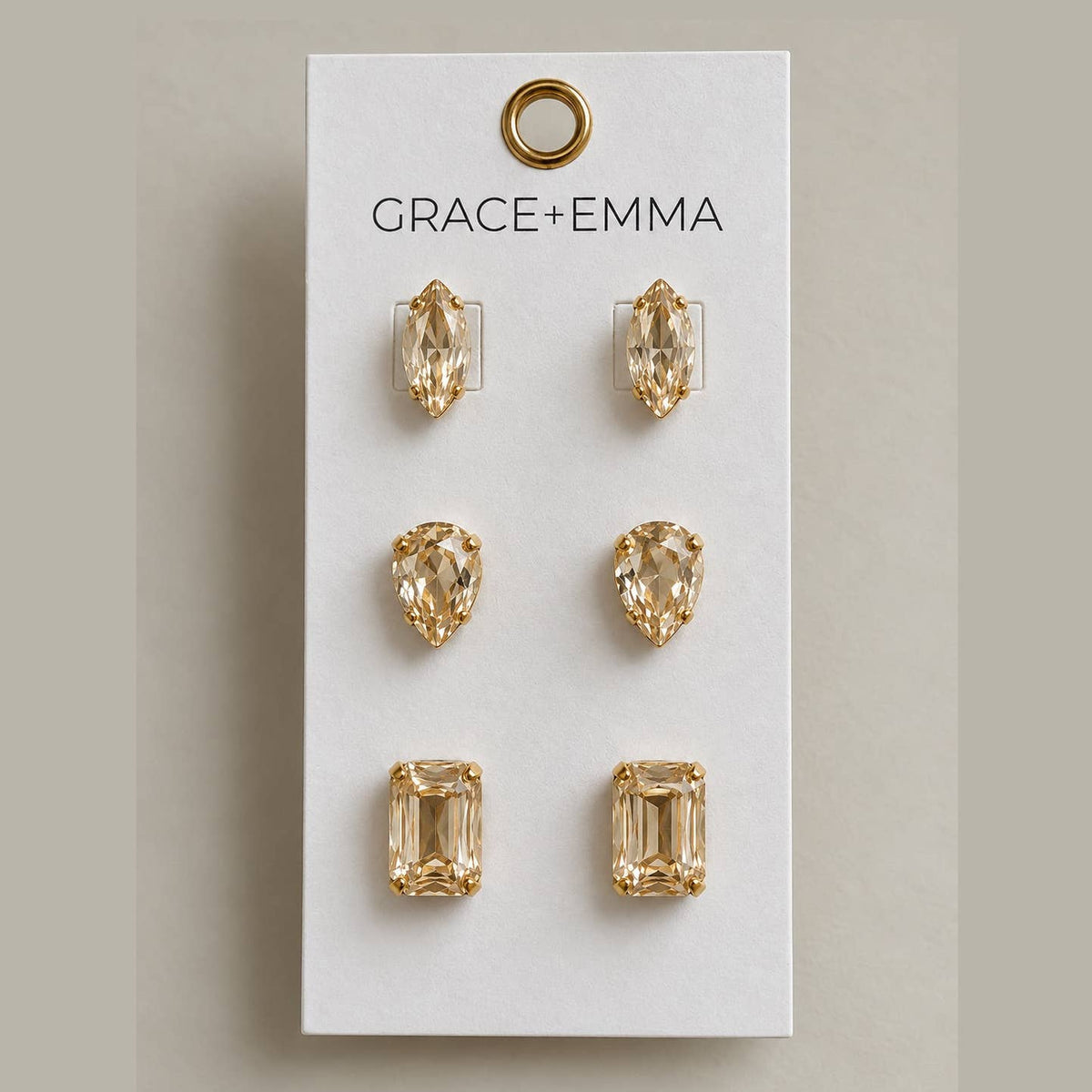 The Jenna Earring Stud Set - Champagne