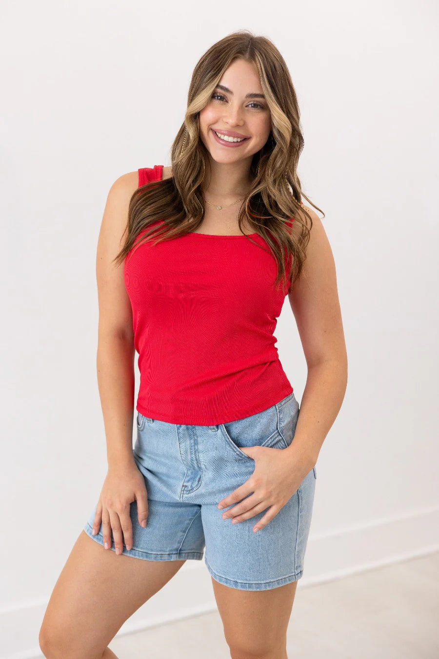 FINAL SALE - The Bella Ribbed Tank Top - Red