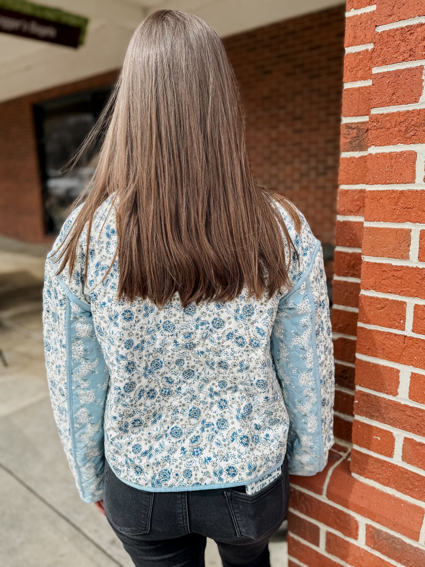 The Piper Colorblock Floral Zip-Up Quilted Jacket